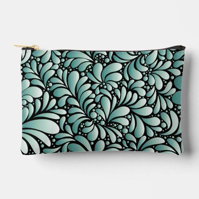 Desirable Fleur Pattern in Minty Green Accessory Pouch (Front)