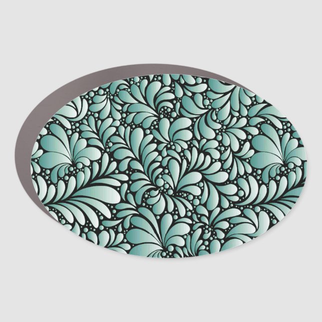 Desirable Fleur Pattern in Minty Green Car Magnet (Front)