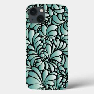 Desirable Fleur Pattern in Minty Green iPhone 13 Case