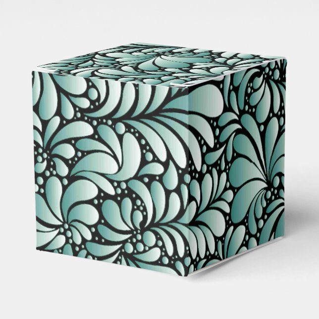Desirable Fleur Pattern in Minty Green Favor Boxes (Front Side)