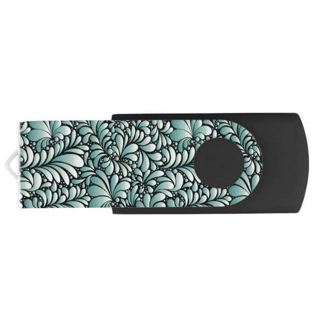 Desirable Fleur Pattern in Minty Green Flash Drive (Back)
