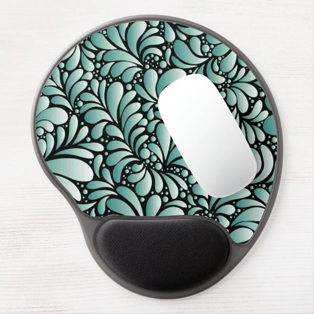Desirable Fleur Pattern in Minty Green Gel Mouse Pad (Left Side)