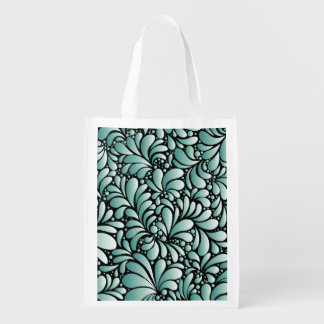 Desirable Fleur Pattern in Minty Green Grocery Bag