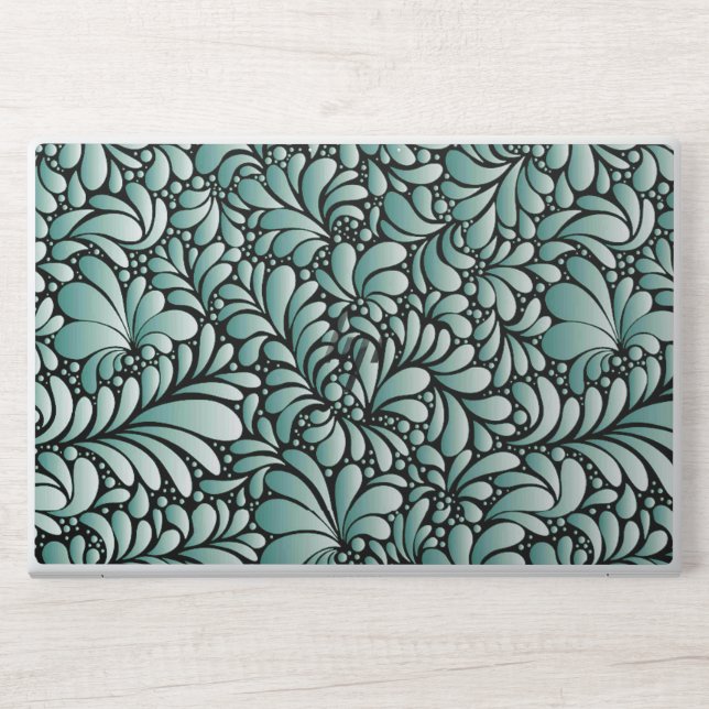 Desirable Fleur Pattern in Minty Green HP Laptop Skin (Front)