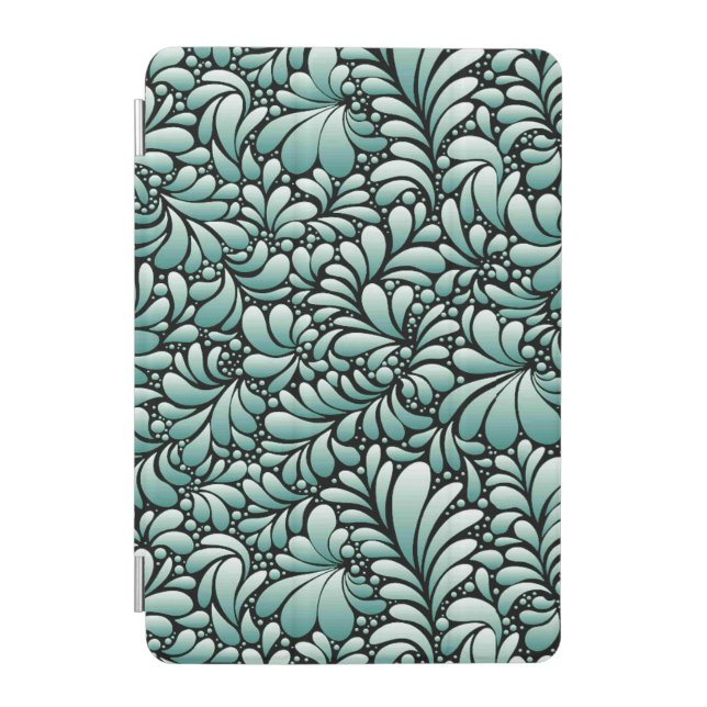 Desirable Fleur Pattern in Minty Green iPad Mini Cover (Front)
