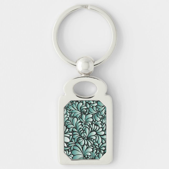 Desirable Fleur Pattern in Minty Green Keychain (Front)