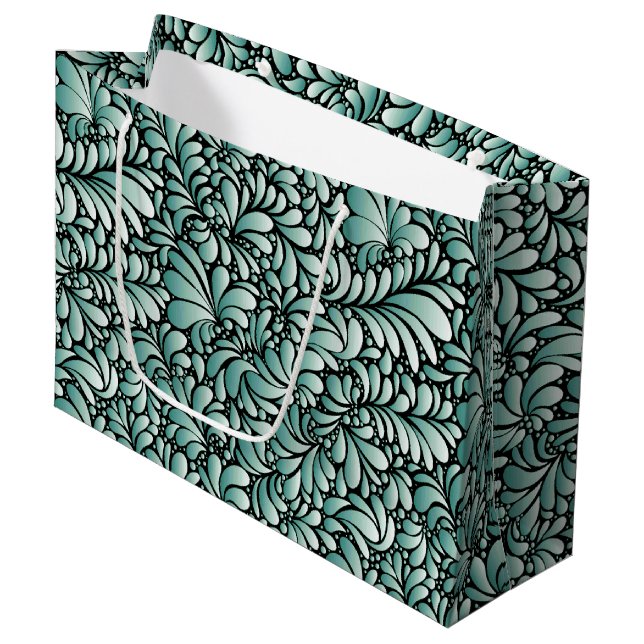 Desirable Fleur Pattern in Minty Green Large Gift Bag (Front Angled)