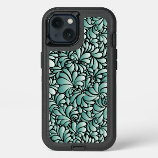 Desirable Fleur Pattern in Minty Green iPhone 13 Case