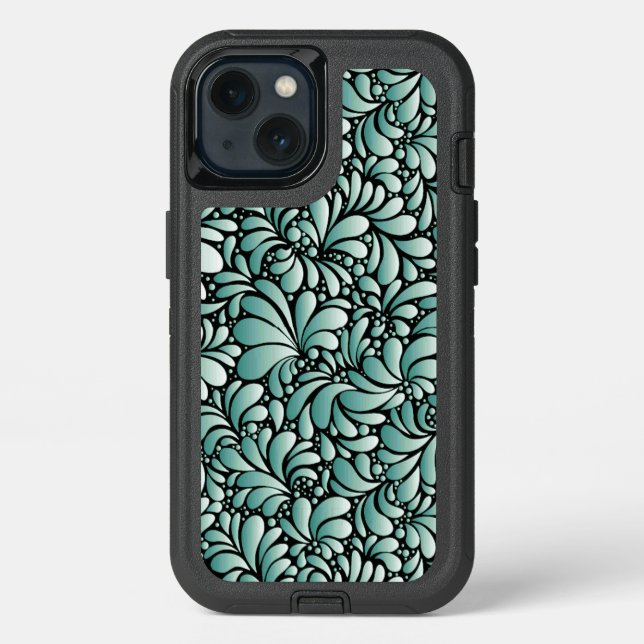 Desirable Fleur Pattern in Minty Green Otterbox iPhone Case (Back)