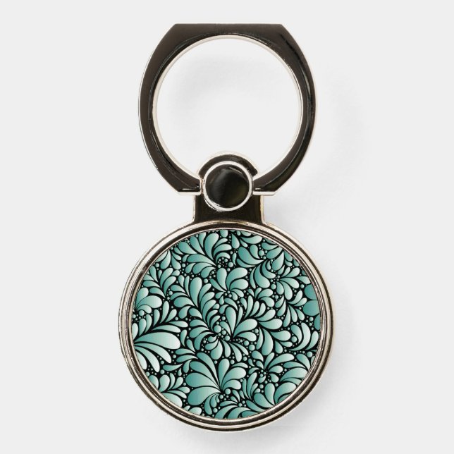 Desirable Fleur Pattern in Minty Green Phone Ring Stand (Front)