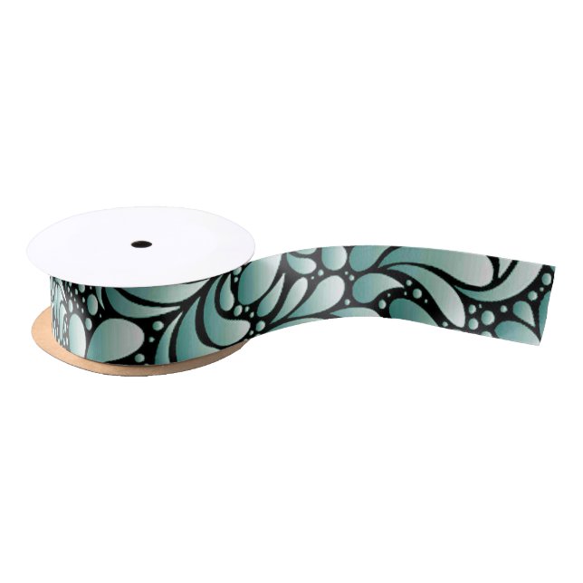 Desirable Fleur Pattern in Minty Green Satin Ribbon (Spool)