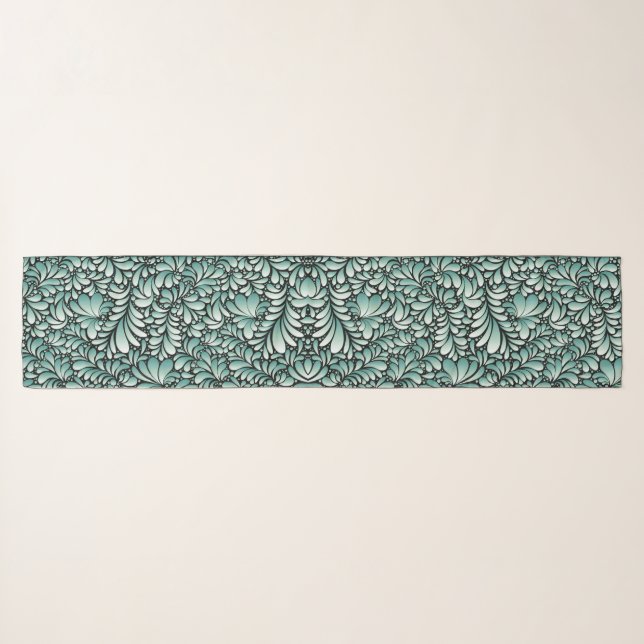 Desirable Fleur Pattern in Minty Green Scarf (Front (Horizontal))