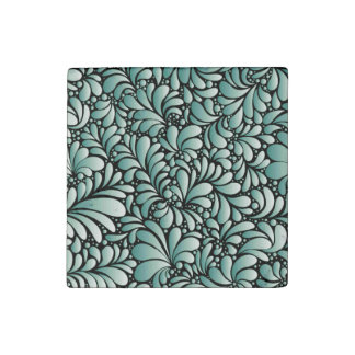 Desirable Fleur Pattern in Minty Green Stone Magnet