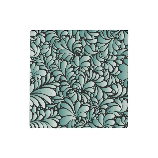 Desirable Fleur Pattern in Minty Green Stone Magnet (Front)