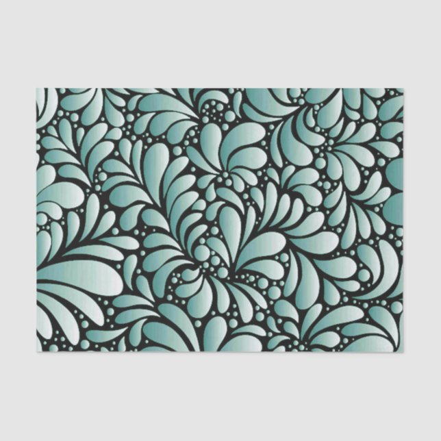 Desirable Fleur Pattern in Minty Green Tissue Paper (Front)