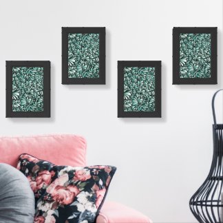 Desirable Fleur Pattern in Minty Green Wall Art Sets