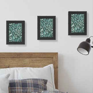 Desirable Fleur Pattern in Minty Green Wall Art Sets
