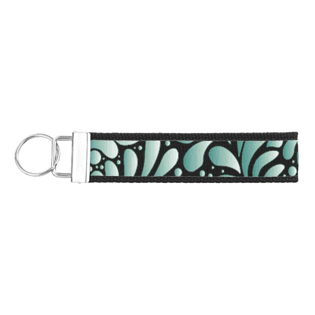 Desirable Fleur Pattern in Minty Green Wrist Keychain (Keys on Left)