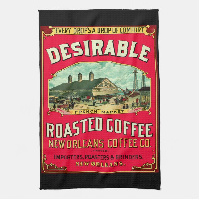 Desirable French Market Roasted Coffee Kitchen Towel (Vertical)