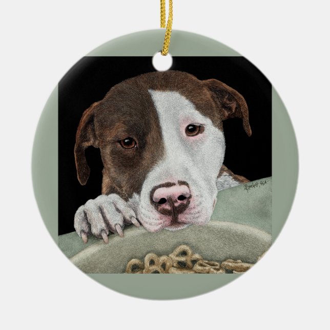 "Desire" Pit Bull Ornament (Front)