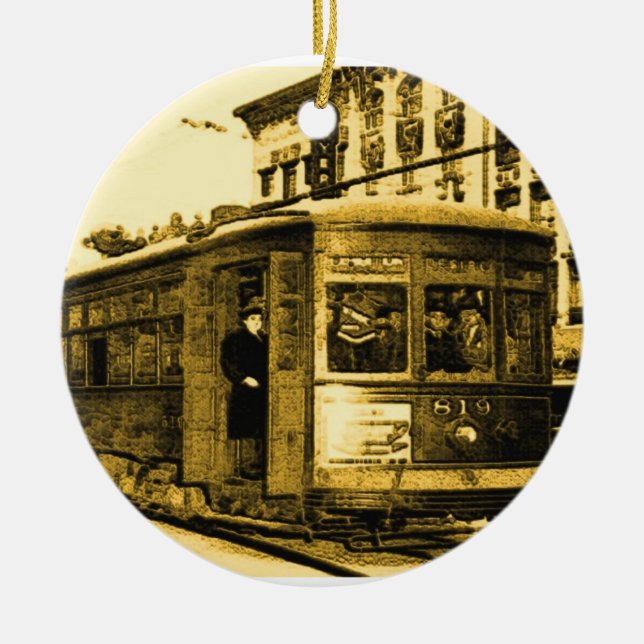 Desire Streetcar on Canal St Ceramic Ornament (Front)