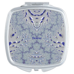 DESIREE ~ Blue Purple and White 3D Fractal ~ Compact Mirror