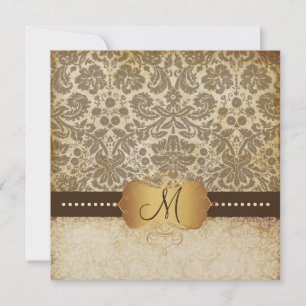 DESIREE DAMASK/VINTAGE LACE/brown Invitation