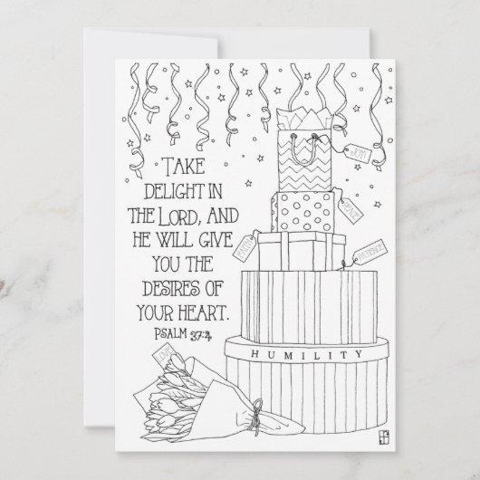 Desires of Your Heart Scripture Coloring Postcard (Front)