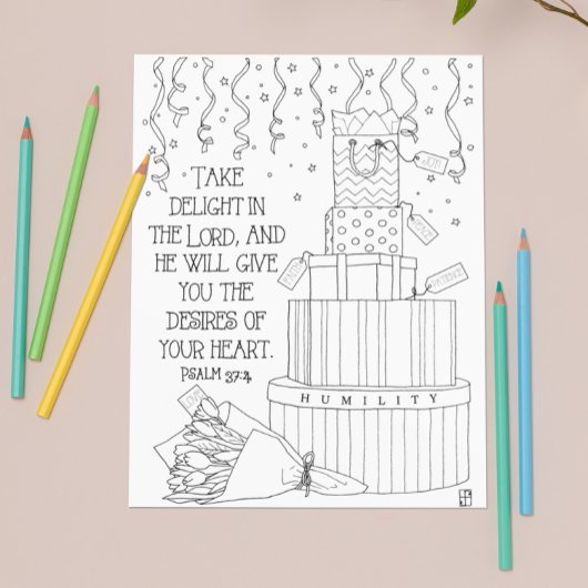 Desires of Your Heart Scripture Coloring Postcard