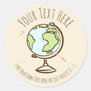Desk Globe. Geography Teacher. Gift template. Classic Round Sticker