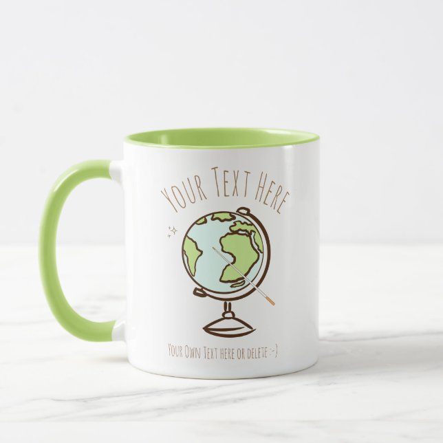 Desk Globe. Geography Teacher. Gift template. Mug (Left)