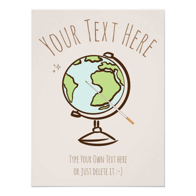 Desk Globe. Geography Teacher. Gift template. Poster (Front)