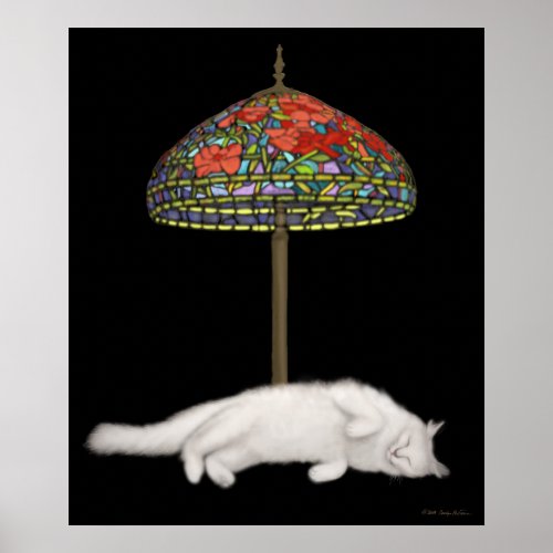 Desk Lamp Suntan Cat Poster