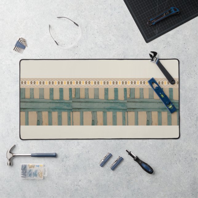 Desk Mat Beige & Green Fence  (Workstation)