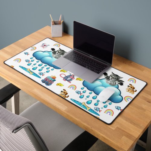 Desk Mat Dog Cat Mouse Fish Cheese Rainbow