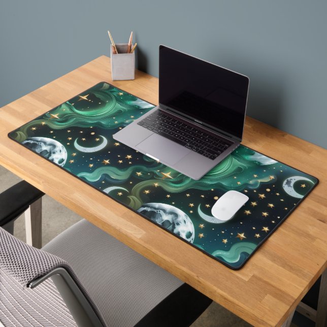 Desk Mat - Emerald Green Celestial Moon (Office 2)