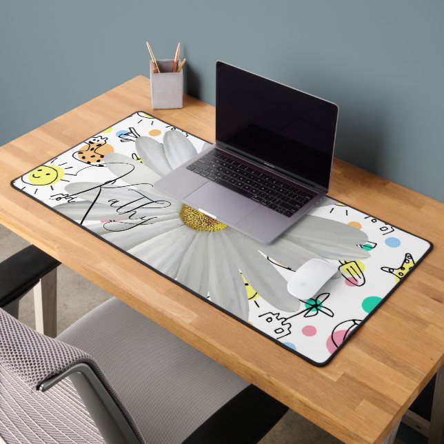 Desk Mat Floral White Daisy (Office 2)