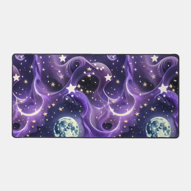 Desk Mat – Luxury Purple Celestial Moon Phases (Front)