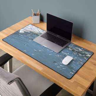 Desk Mat - Seagulls Flocking Over Ocean