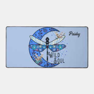 Desk Mat with Moon & Dragonflies