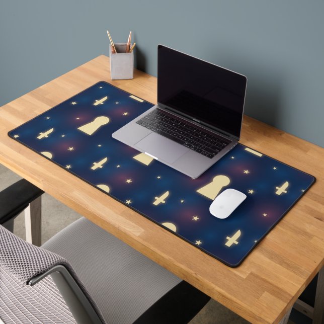 Desk Mat With Starry Night Knife Keyhole Pattern (Office 2)
