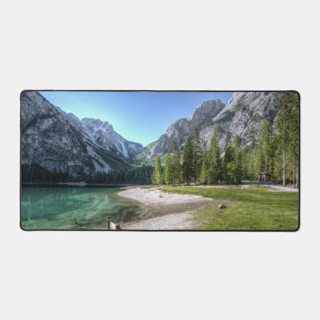 Desk Mats with Person Showing Gray Mountain (Front)