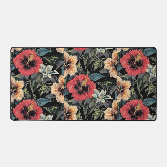 Desk Matt with Hibiscus Floral Design Mat (Front)