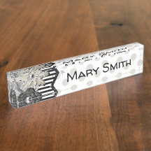 Desk Name Plate, Black Stripey