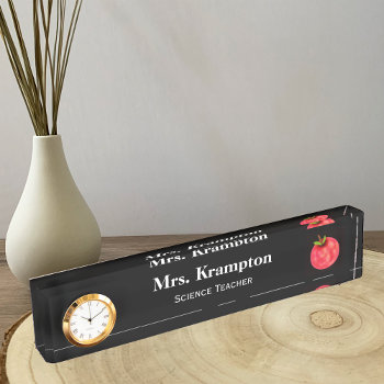 Desk Name Plate For Teachers With Clock by KathyHenis at Zazzle