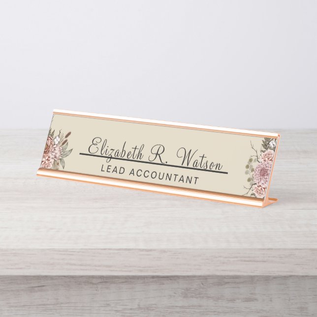 Desk Name Plate New Job Personalized  Gift For Her (Front)