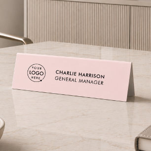 Desk Name Plate   Pink Custom Logo Table Tent Sign