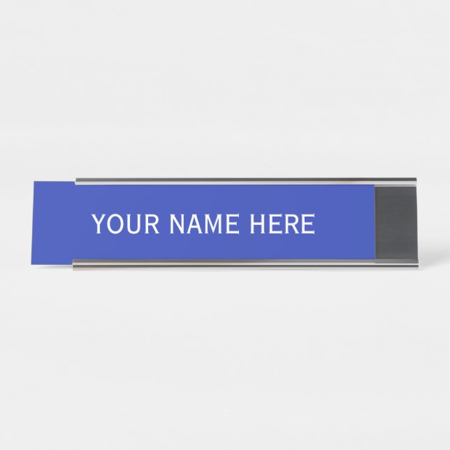 Desk Name Plate (Royal Blue w/Silver Finish) (Front)