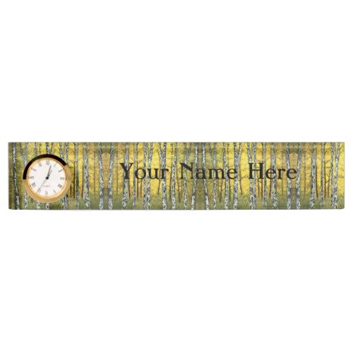 Desk Name Plate w Clock Option _ Acadian Autumn