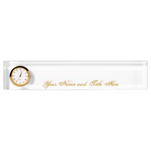Desk Name plate with clock